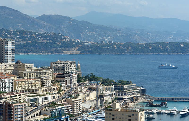 Blick auf dem Hafen von Monaco in Cote d'Azur, Frankreich